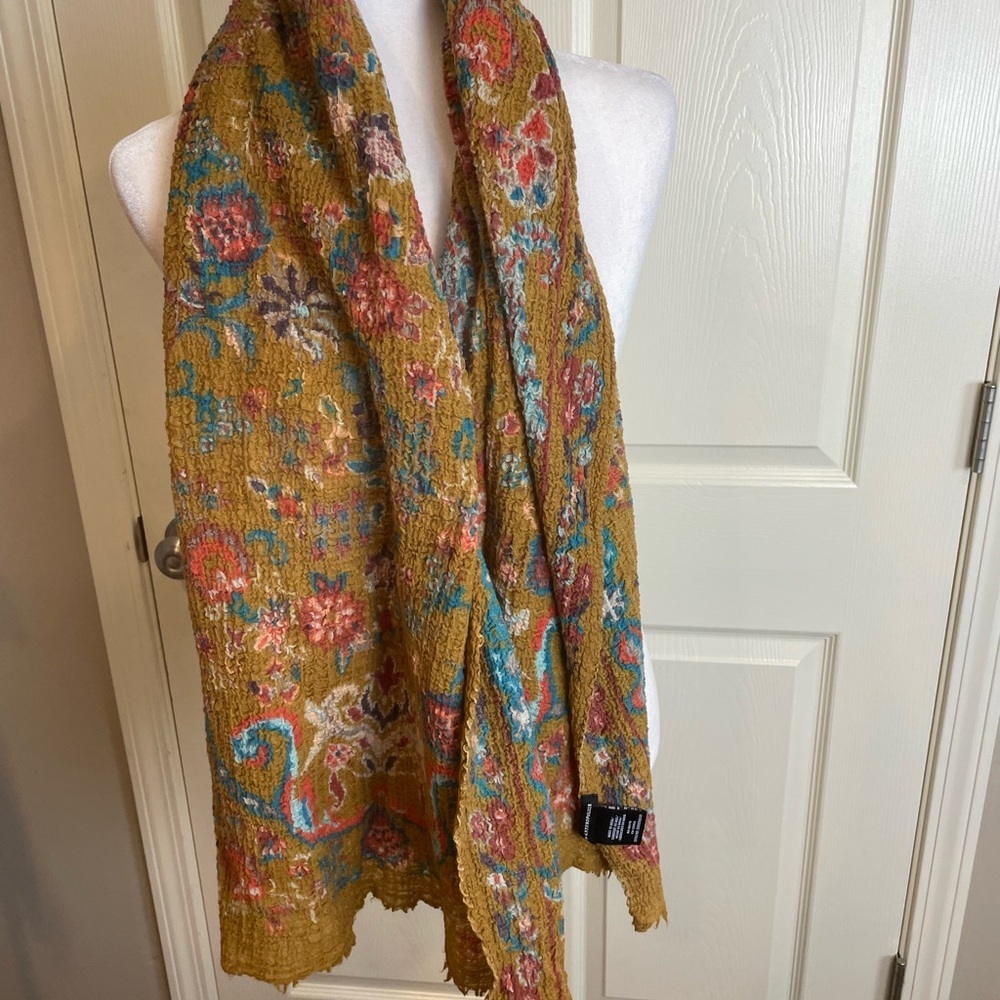 Anthropologie wool blend antique asian look Floral Patterned Scarf - Picture 2 of 10